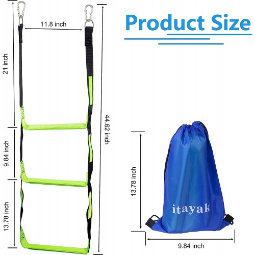 Itayak Boat Rope Ladder, 3 Step Boat Ladder, Foldable Assist Boarding Outdoor Climbing Rope Ladder for Inflatable Boat, Pontoon Boat, Sailboat, Kayak, Motorboat, Canoeing