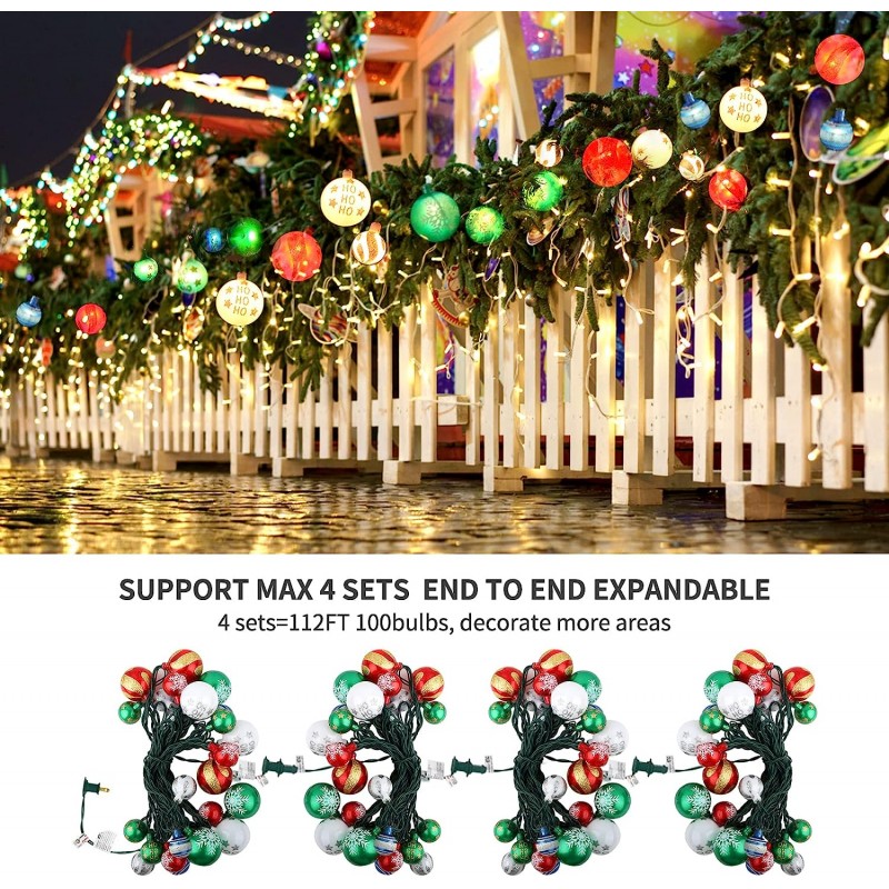 itayak Christmas Ball Ornament Lights, 28ft 25 Bulbs Christmas Tree String Light, Indoor Christmas Lights,Plug in Expandable Wire Lights for Christmas Holiday Party